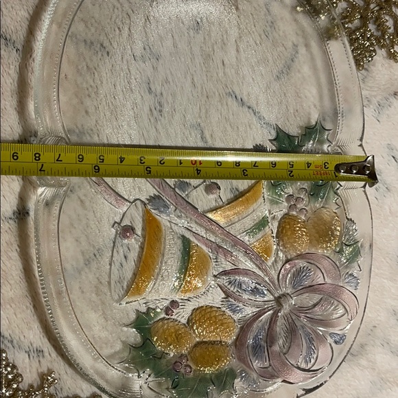 Beautiful small tray glass multicolored 10” x 8” perfect 🎅⛄️🎄decoration - Picture 8 of 8